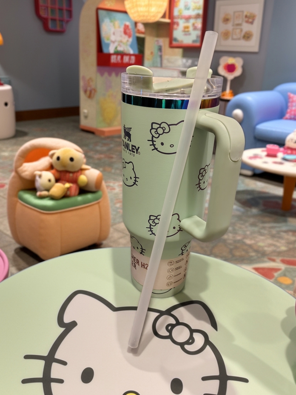 Stanley Hello Kitty Mint Green Travel Tumbler with Handle and Straw
